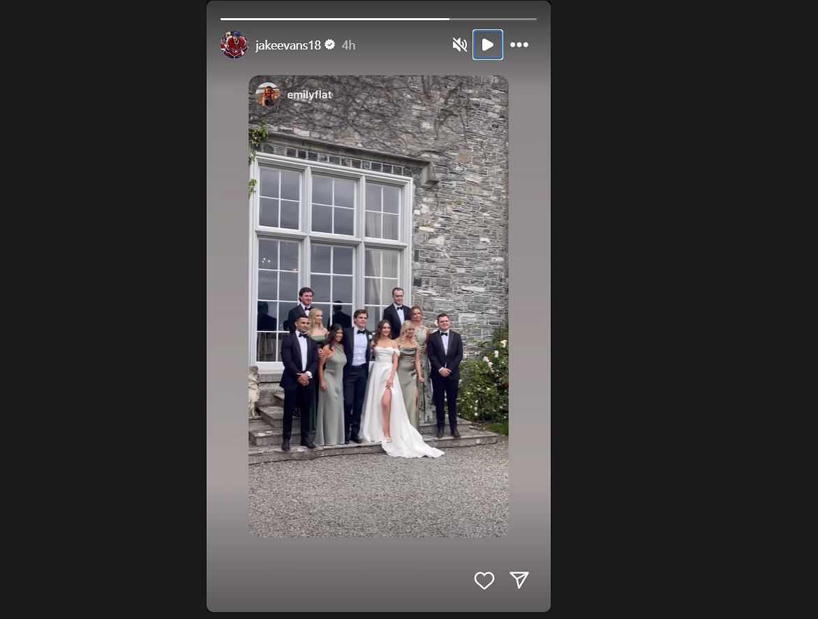 Jake Evans shared a story from his wedding day